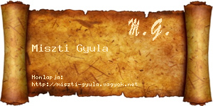 Miszti Gyula névjegykártya